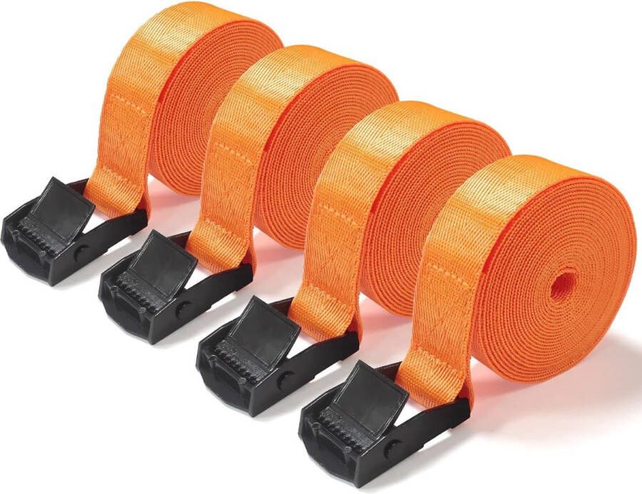 Spanbanden 4 Stuks spanbanden met ratel spanband 3 Meter Oranje