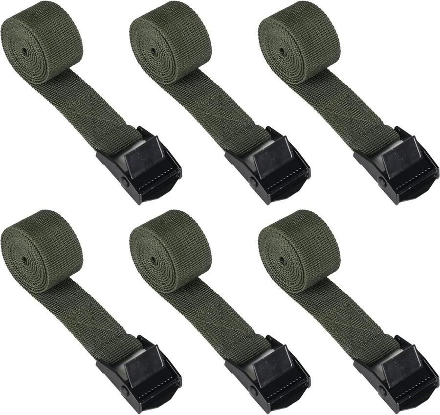 Spanbanden kort 1 m x 25 cm met klemslot 6 stuks sjorbanden met ratel bevestigingsriem belastbaar op fietsendrager en autobagagedrager camping en outdoor Spanbanden met ratel