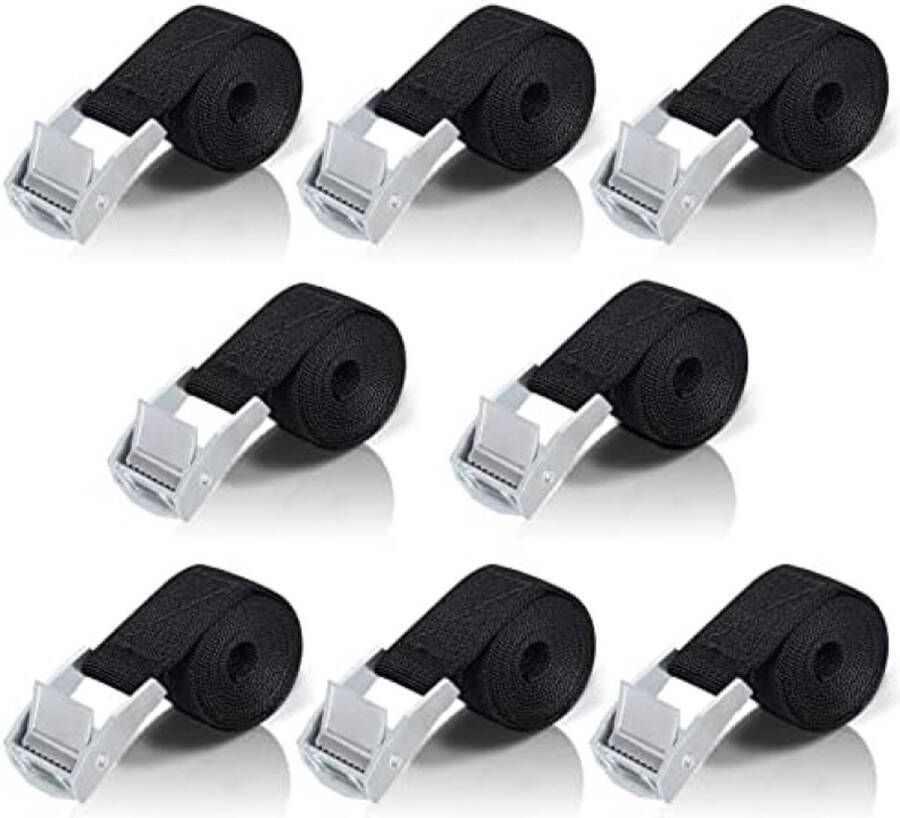 Spanbanden Kort met Ratel 1 m 8 stuks Spanbanden Fietsendrager Korte Sjorbanden met Klemsluiting Kleine Spanbanden voor Auto Fiets Steekwagen Motorfiets Bagage Camping