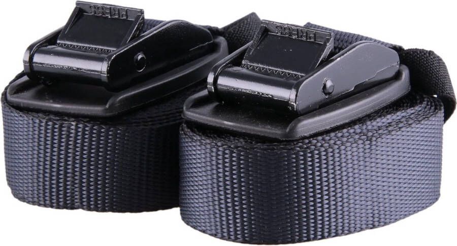 Spanbanden met klemsluiting en gespbescherming van rubber lengte: 4 m. Breedte: 25 mm; sjorbanden belastbaar tot 540 kg volgens DIN EN 12195-2 premium spanband set van 2 zwart