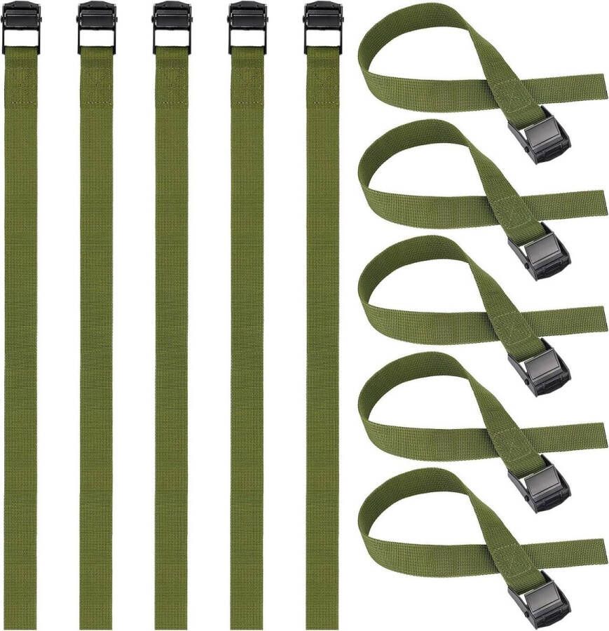 Spanbanden met Nokgesp Set van 10 Stevige Sjorbanden voor Motorfietsen en Fietsen Groen 65 x 25 cm