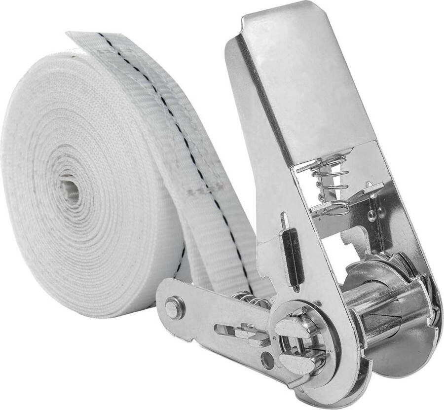 Spanbanden met ratel 6 m x 25 mm sjorbanden 800 kg belasting extreem robuuste witte sjorbanden Spanbanden met ratel