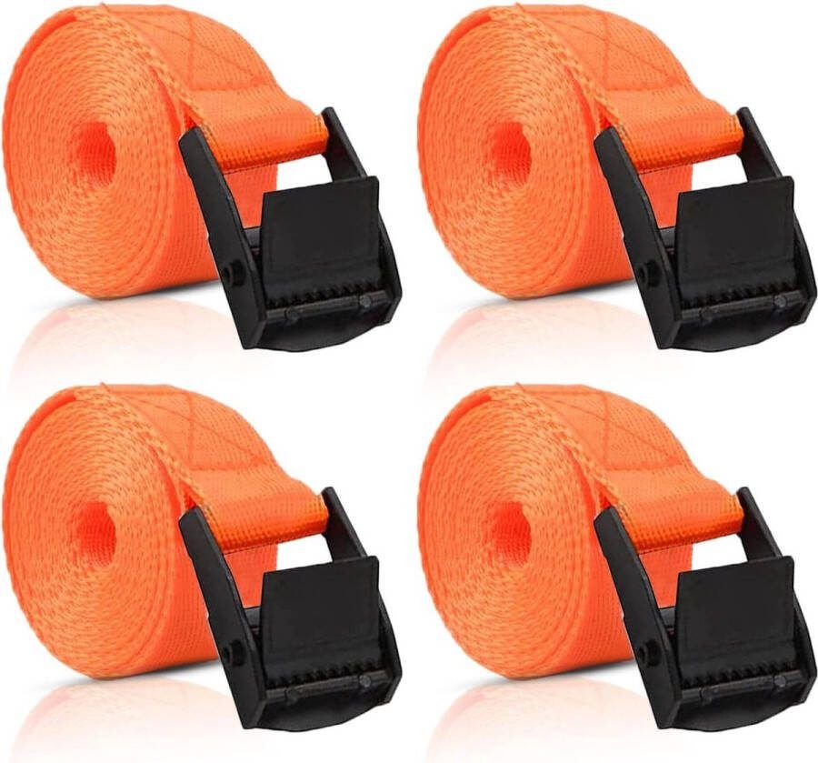 Spanbanden met ratel verstelbaar 25 m x 25 mm 4 stuks voor fiets motorfiets bagagepakketten Spanbanden met ratel