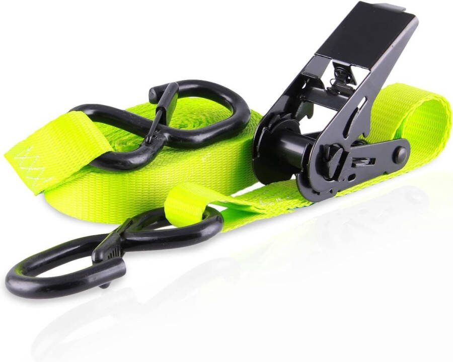 Spanbanden met rubberen veiligheidshaken set van 2 transportbanden met PU-gecoate professionele ratel belastbaar tot 800 kg DIN EN 12195-2 lengte 4 m breedte 25 mm tweedelige sjorbanden