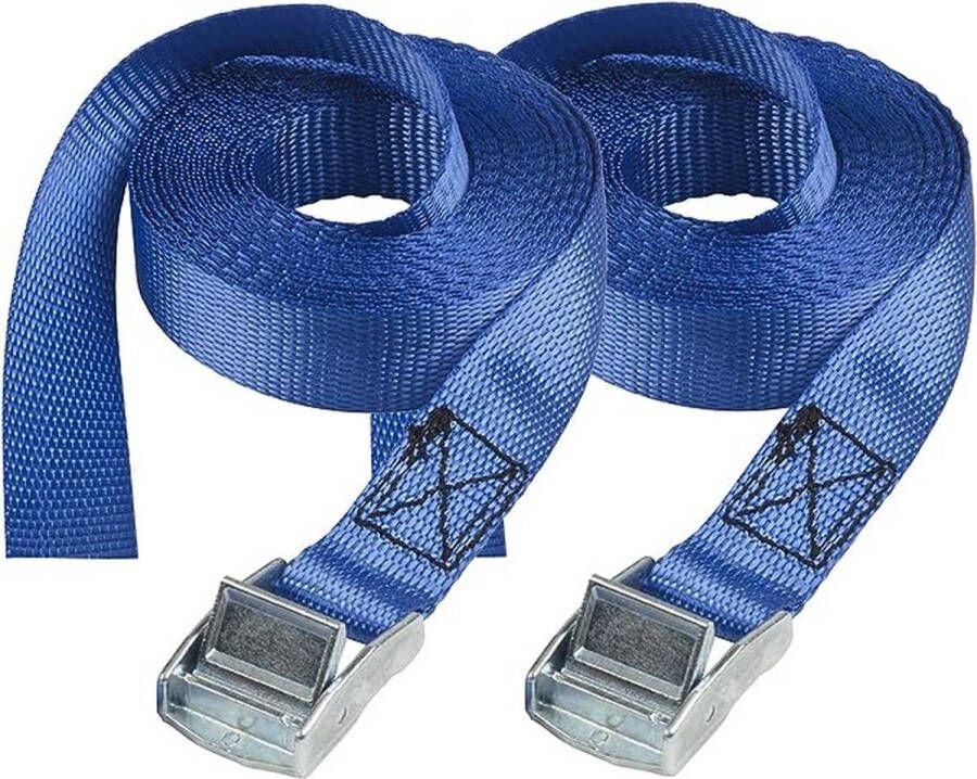 Spanbanden met Zamac-gesp Blauw 2 5 m x 25 mm Band Set van 2