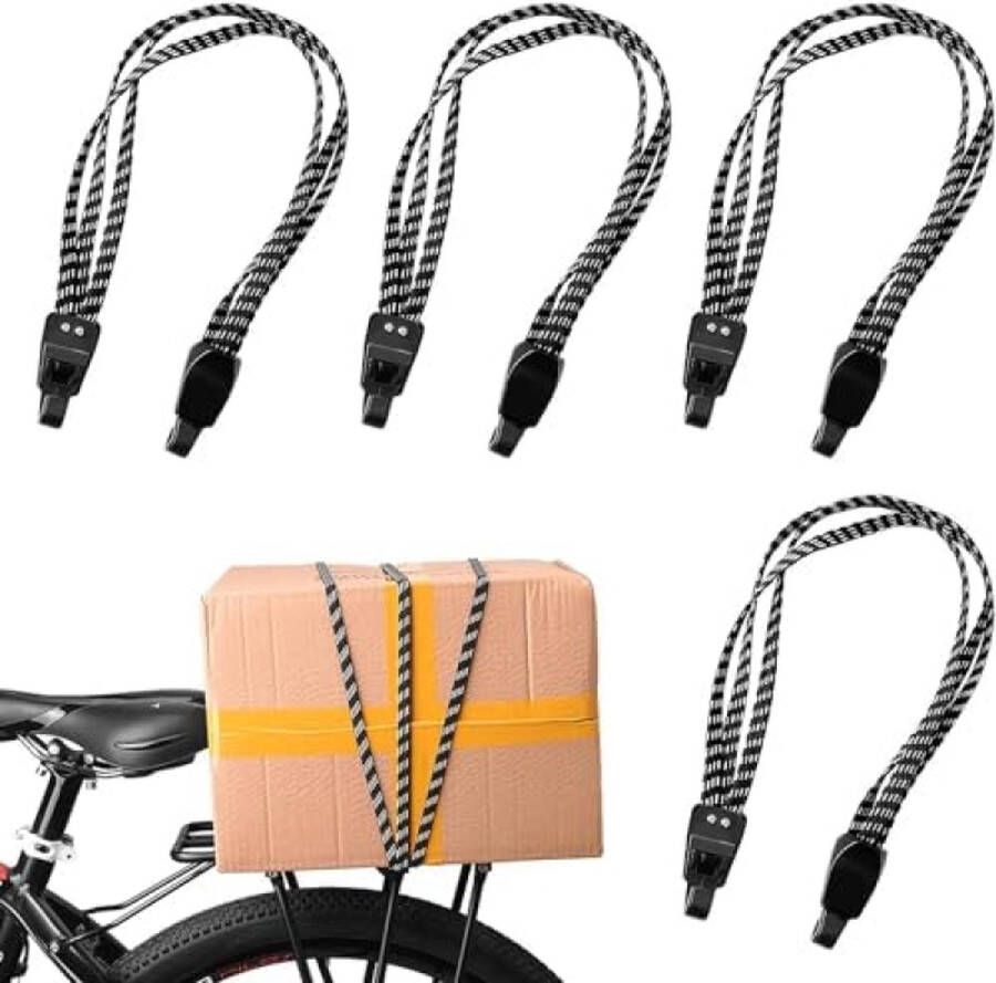 Spanbanden Set met Haken 4 stuks 3-in-1 Spanrubber voor Fietsbagage