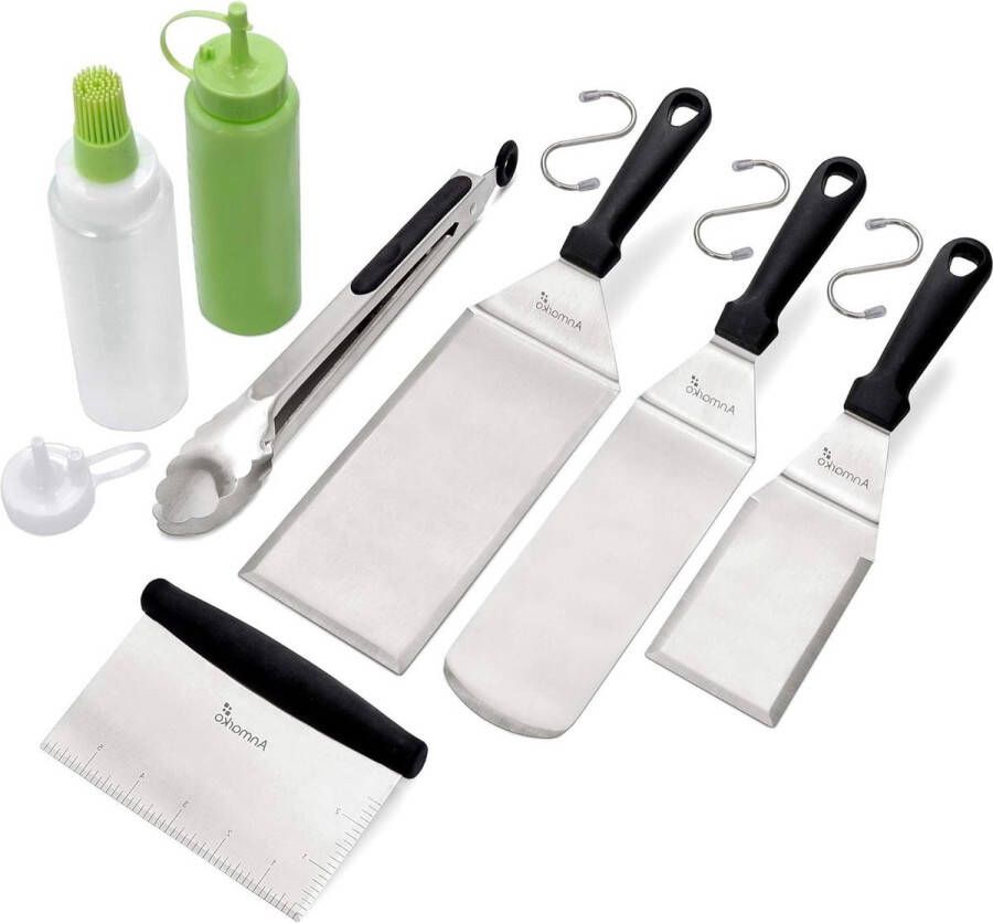 Spatel schraper set bakplaat accessoires grilltang pannenkoek flipper hamburger turner knijpflessen set BBQ metalen gebruiksvoorwerp
