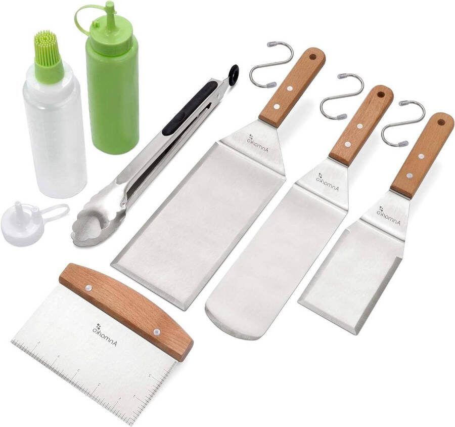 Spatel set voor bakplaat grill accessoires kit multifunctionele platte spatel voor pannenkoeken hamburgers en BBQ