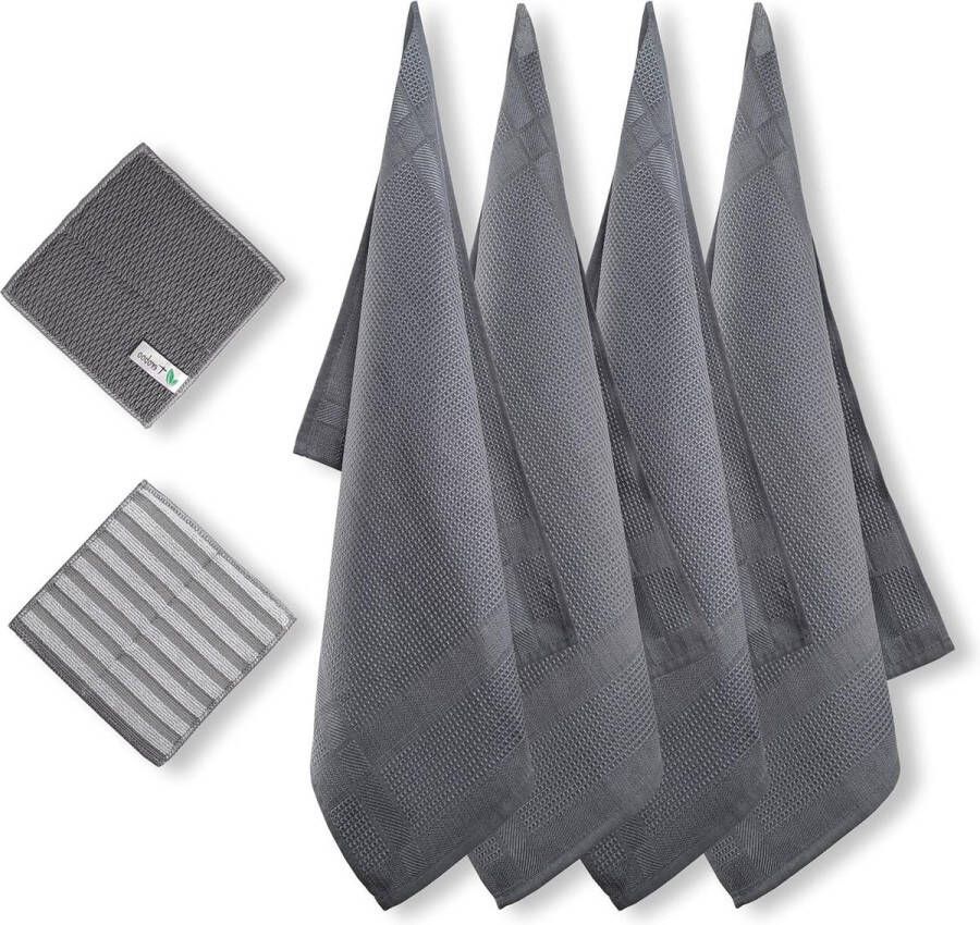 Speciale vaatdoeken 4 stuks extra absorberend inclusief 2 spoeldoeken grijs