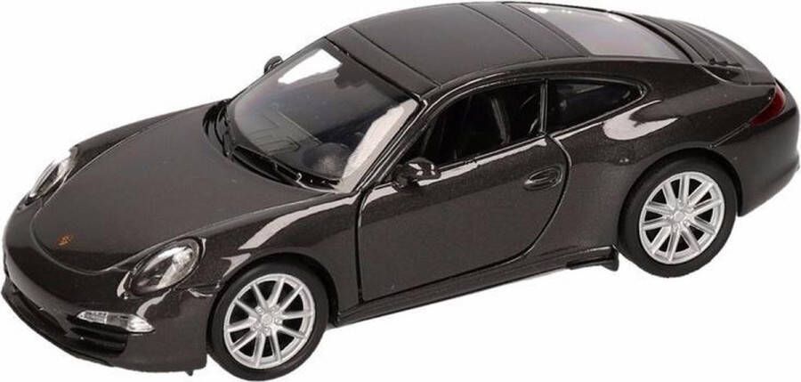 Porsche Welly Modelauto Carrera S antraciet grijs schaal 1:36 speelgoedauto