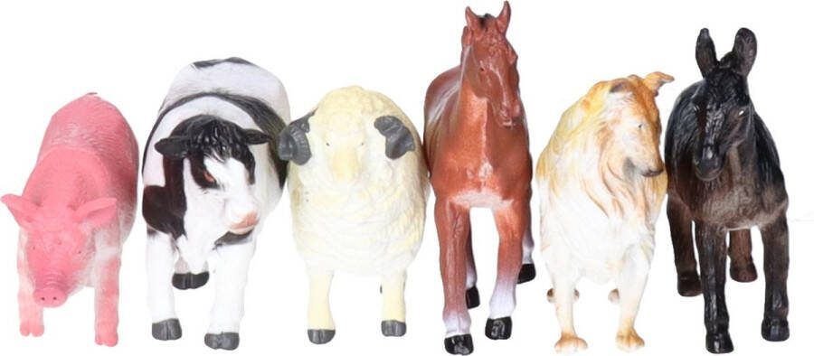 Speelgoed boerderij dieren speelfiguren set 6x stuks kunststof tussen 8-10 cm mix van dieren