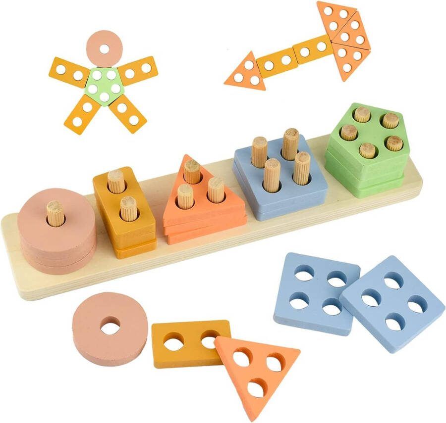 Speelgoed Educatieve Houten Sorter Gift voor Jongens Meisjes Montessori Speelgoed van 3 Jaar Lre Co. Geometrische Bouwblokken Speelgoed Plug-In Kubussen Houten Sorteren Stapelen
