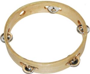 Speelgoed muziekinstrumenten Tamboerijn van hout 20 cm