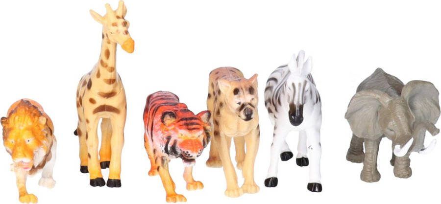 Speelgoed safari dieren speelfiguren set 6x stuks kunststof tussen 8-10 cm mix van dieren