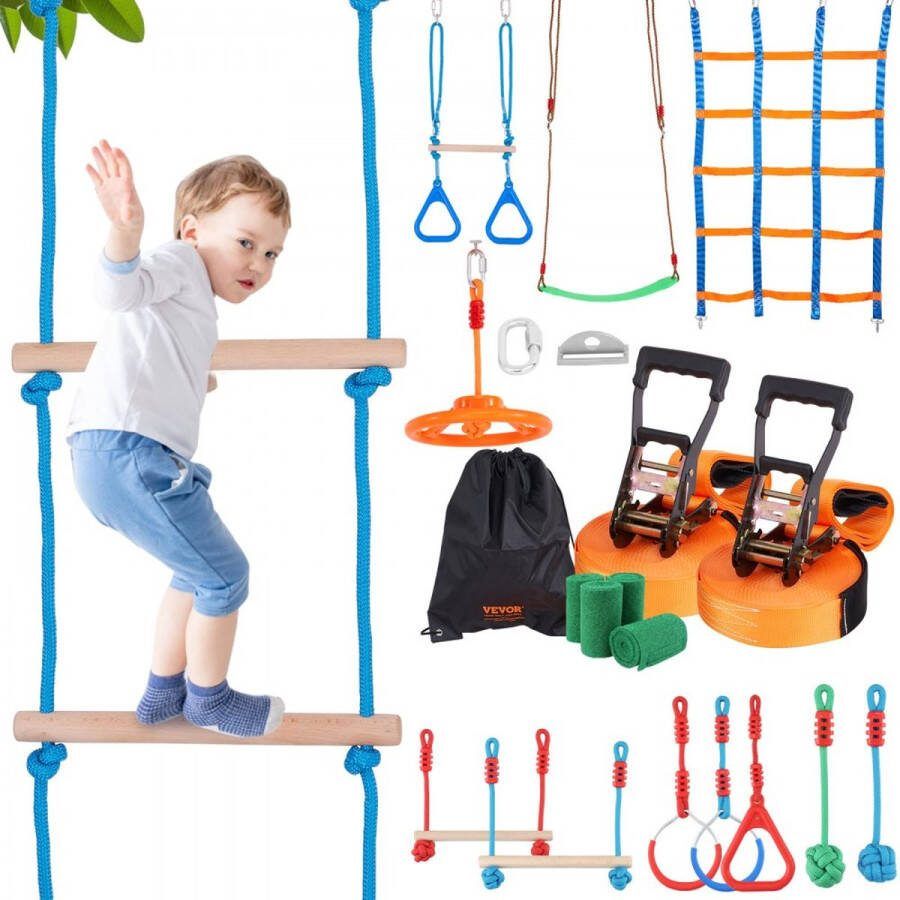 Speelgoed Speelset Hindernisbaan Parcours Hindernisbaan kinderen 12 obstakels 18 2m x 0 6 m Weerbestendig Slacklines 500 Pond Gewicht Outdoor Speelset