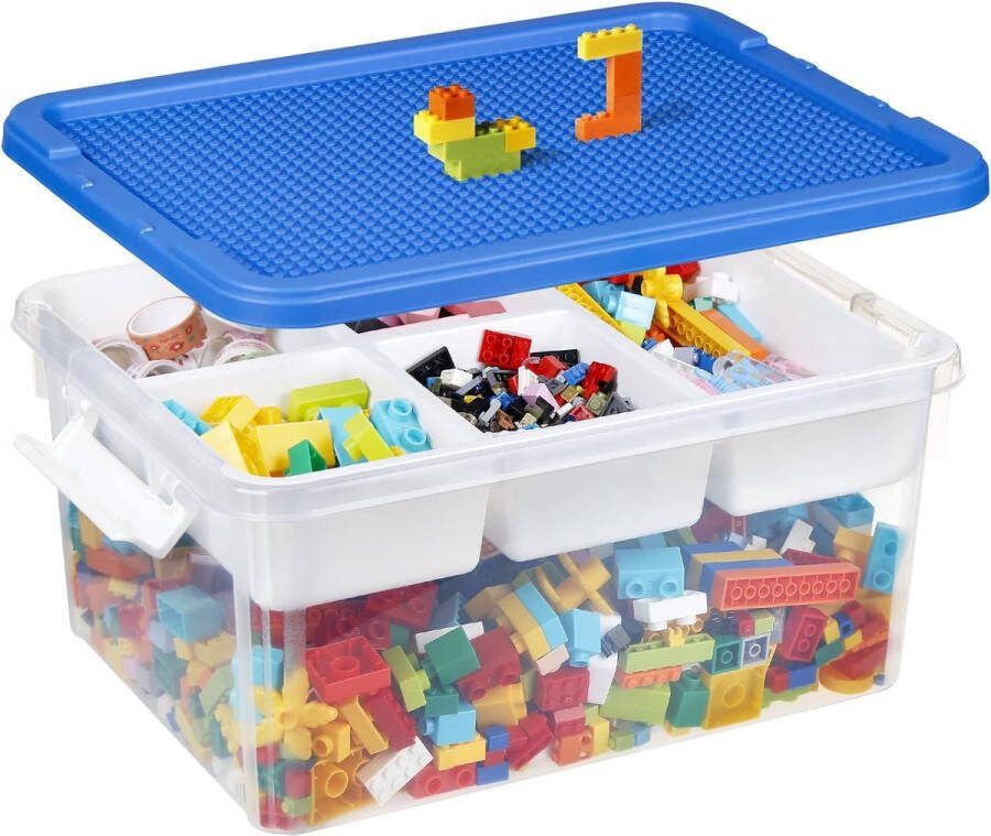 Speelgoedkist met deksel voor bouwstenen stapelbare dozen speelgoedopbergdoos van kunststof stapeldozen sorteerdozen organizerbox voor kinderkamer schatkist organizerbox