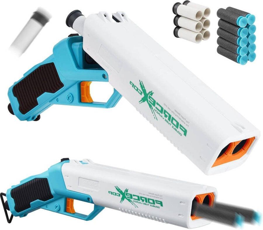 Speelgoedpistool met dubbele loops voor kinderen vanaf 8 jaar schuim-blaster met 10 zuigpijlen voor jongens