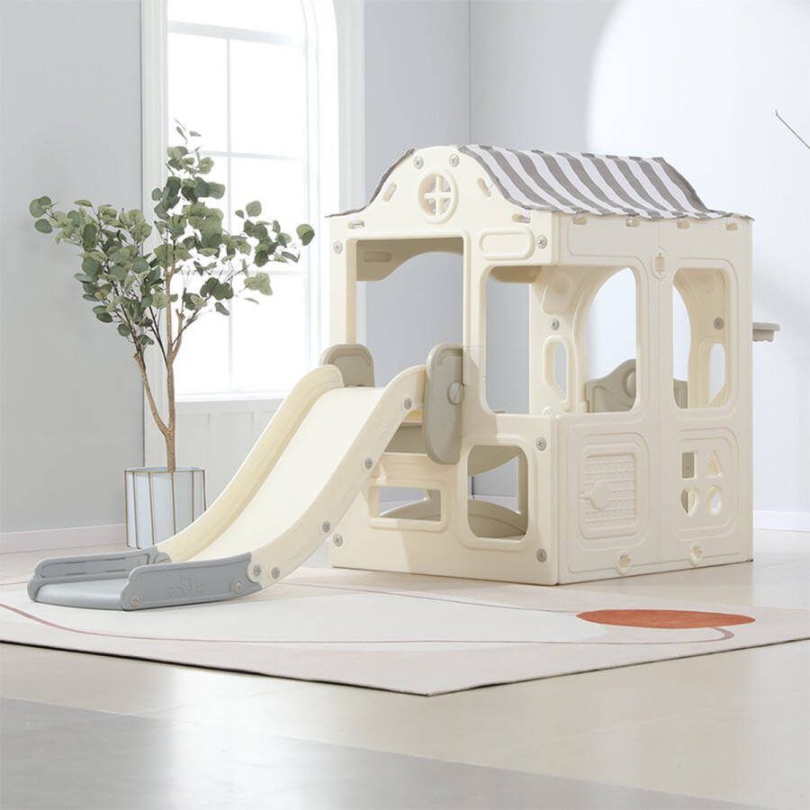 Speelhuisje met glijbaan in Grijs Offwhite