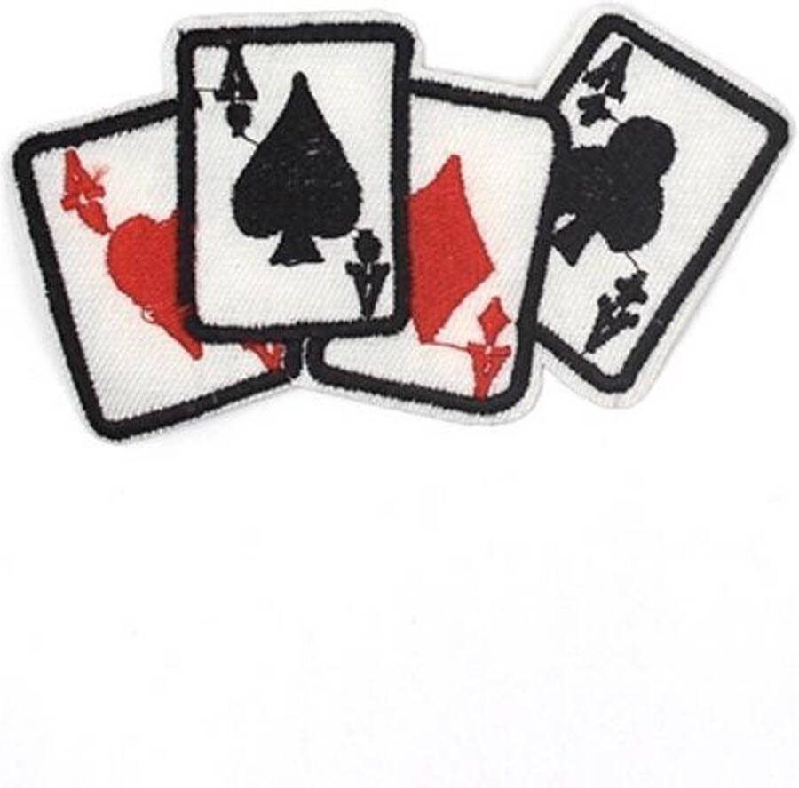 Speelkaarten Strijk Embleem Patch 11.7 cm 6.8 cm Wit Rood Zwart