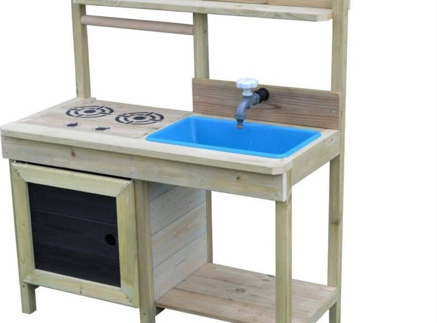 Speelkeuken voor kinderen Geschikt voor de tuinslang Buitenkeuken voor de tuin Kinderkeuken buiten van geimpregneerd FSC hout uit de EU