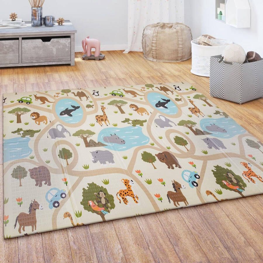 Speelkleed Kruipkleed Kinderen Kleed Opvouwbaar Afwasbaar Omkeerbaar Dier Motief Maat:180x200 cm Kleur:Veelkleurig 2