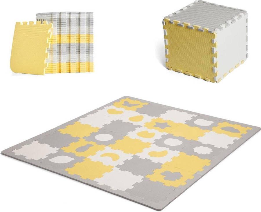 Speelkleed LUNO puzzelmat educatief zachte waterdichte vloertegels opvouwbaar geel