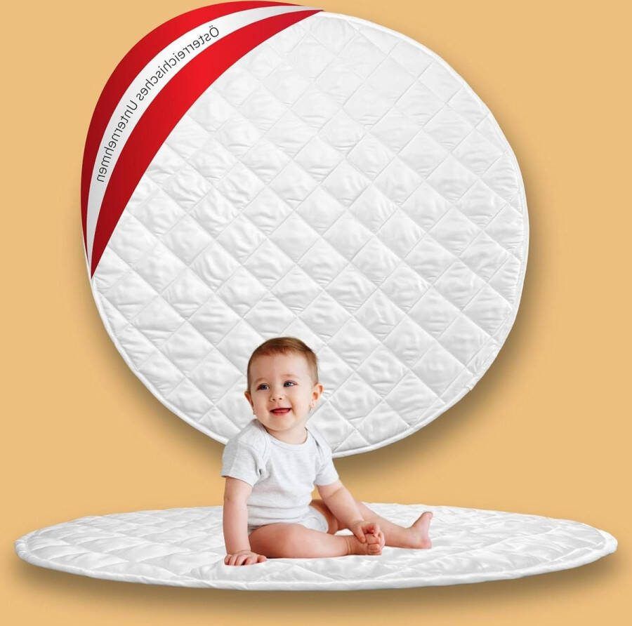 Speelmat 110 cm dik gevoerde ronde vloermat voor speeltent-speelhuis-tipi zachte speeldeken voor kinderen gewatteerde inleg-onderlegger kruipdeken tapijt kinderkamer (wit) met antislip