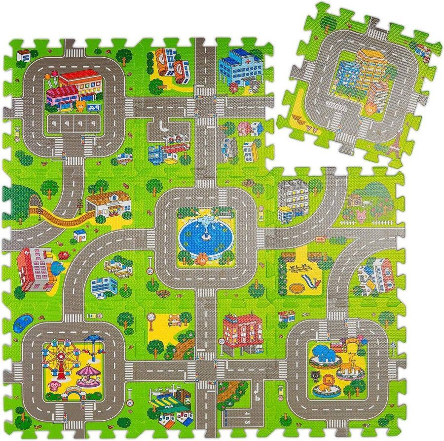 Speelmat 9-delige puzzelmat verkeer kinderen & baby's EVA foam 90 x 90 cm meerdere kleuren