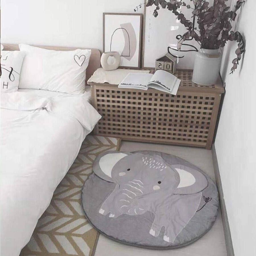 Speelmat Babydeken Katoen Baby Play Gym Mat Activiteit Gym Vloermat Tipi Tent Mat 85cm Zachte Slaapmat (Olifant)