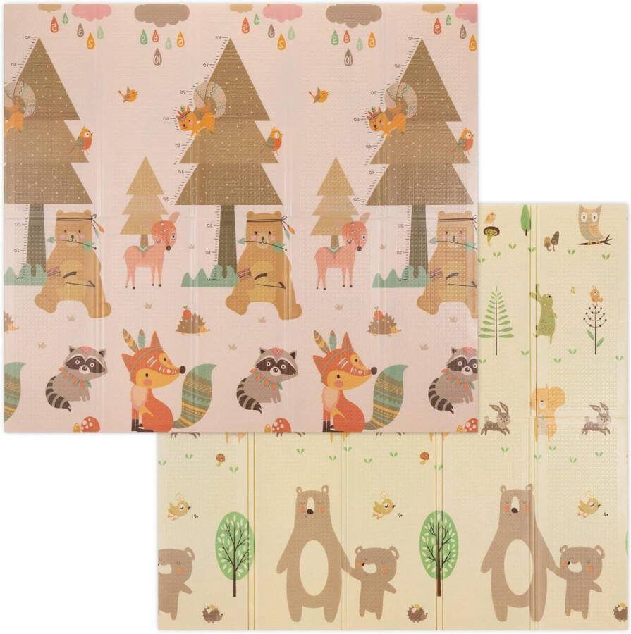 Speelmat Grote Zachte Opvouwbare Babyspeelmat Schuimmat voor Baby s en Peuters Tweezijdig met dierenbos design