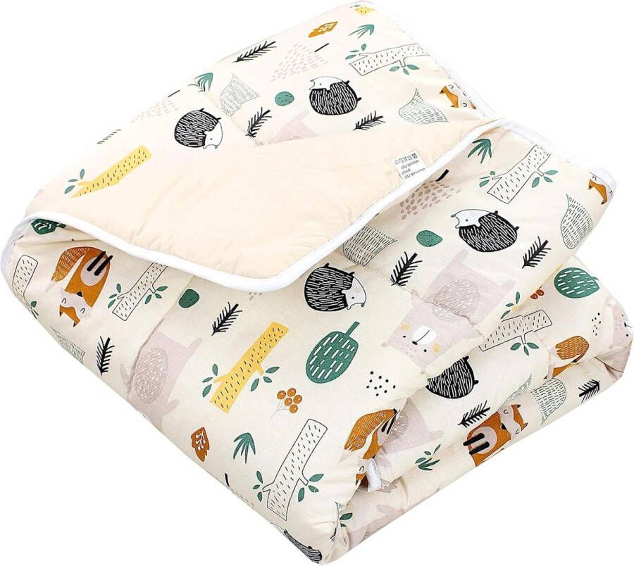 Speelmat Kinderen Gewatteerd XXL Peuterdeken 120 x 120 cm Bos-Beige