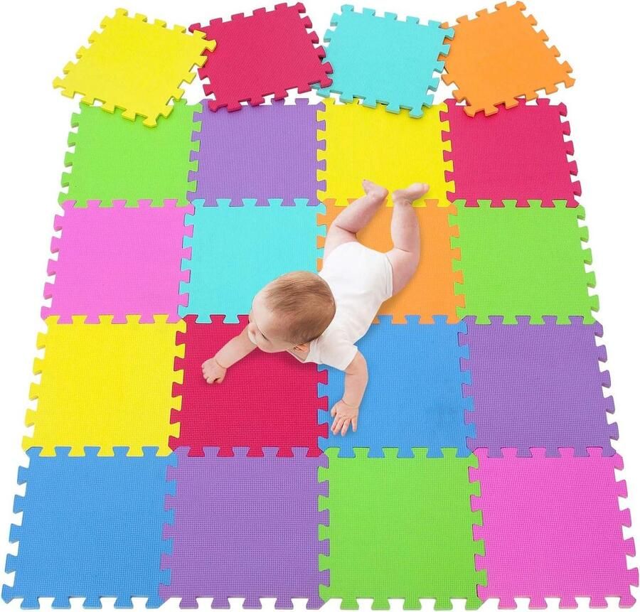 Speelmat Kinderspeelmat Kruipmat Kindermat Puzzelmat Vloerpuzzels Speelpuzzelmatset Inlegpuzzel voor baby's Yoga-Gym Vloermatten 142 x 114 cm 20 stuks CS20