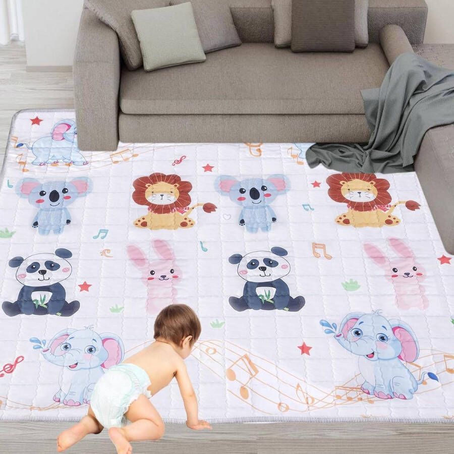 Speelmat kruipdeken voor baby's 135 x 105 x 15 cm vochtbestendig binnen buiten veilig opvouwbaar vierkante panda