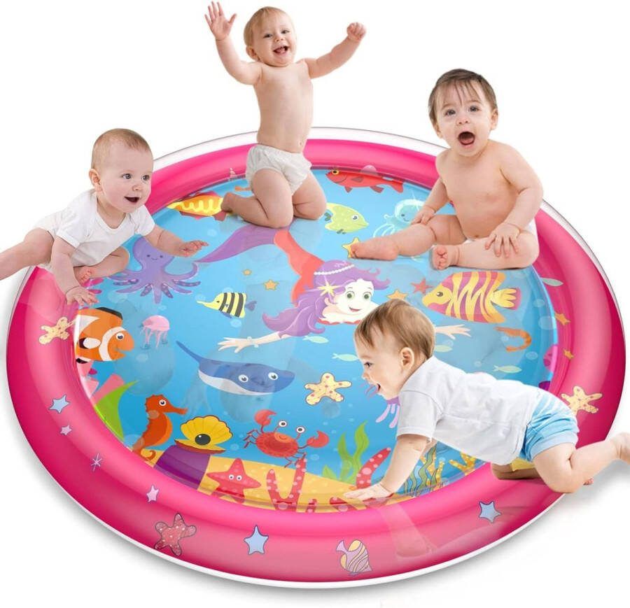 Speelmat Opblaasbare Watermat 100x100cm PVC Waterdicht Activiteitencentrum Zeemeermin Stijl 3-6-9-12 Maanden Groei Baby Babyspeelgoed