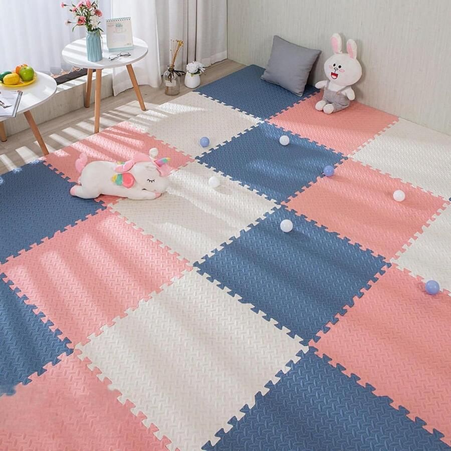 Speelmat Puzzelmat voor baby's 18 delig Schuimrubberen mat Kindertapijt Vloerbeschermingsmat 30x30x12 cm 16 m² Trainingsmatten Yogamatten