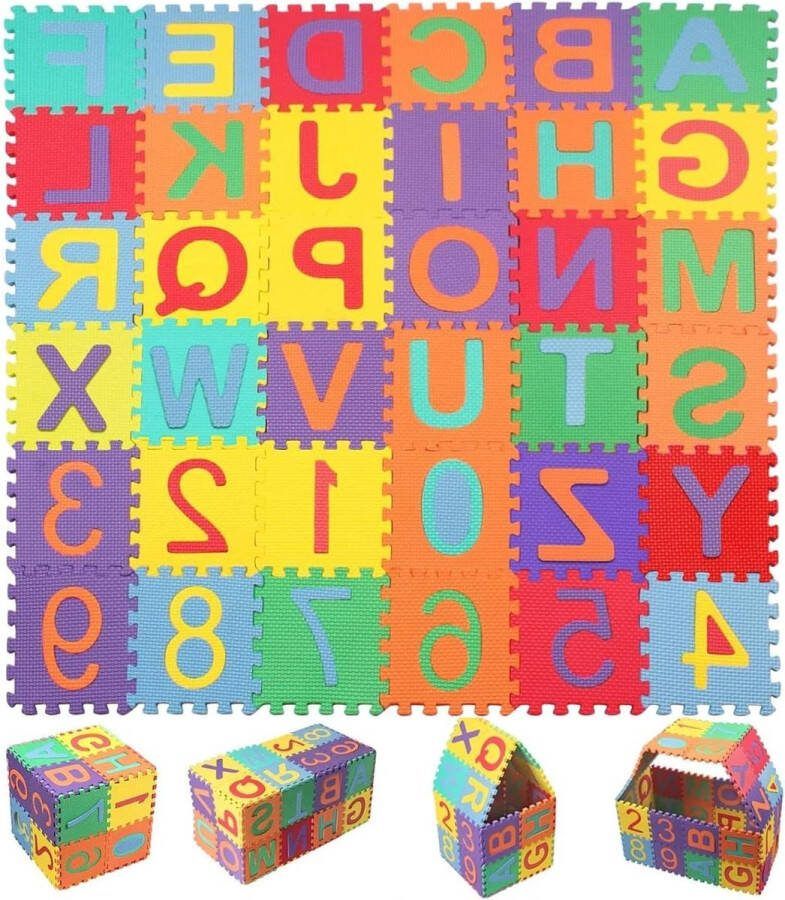 Speelmat Puzzelmat voor kinderen 36 stuks vloer babyspeelmat EVA-schuimmat kinderen 4-6 jaar (9 x 9 cm)