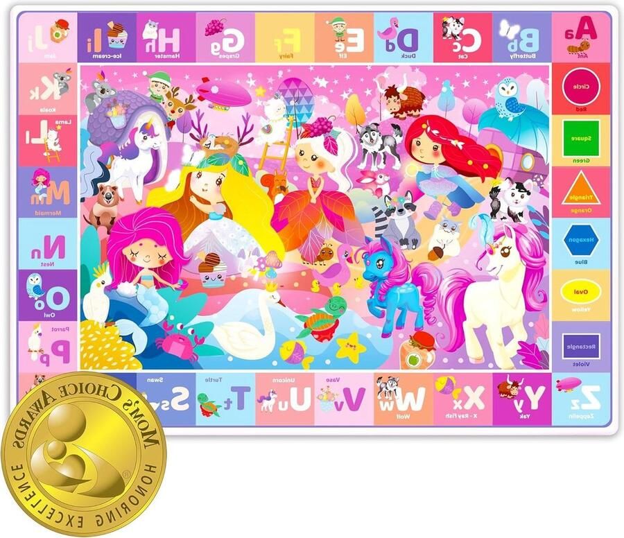 Speelmat voor baby's en baby's super zacht extra dik 08 cm groot alfabet prinses eenhoorn tapijt