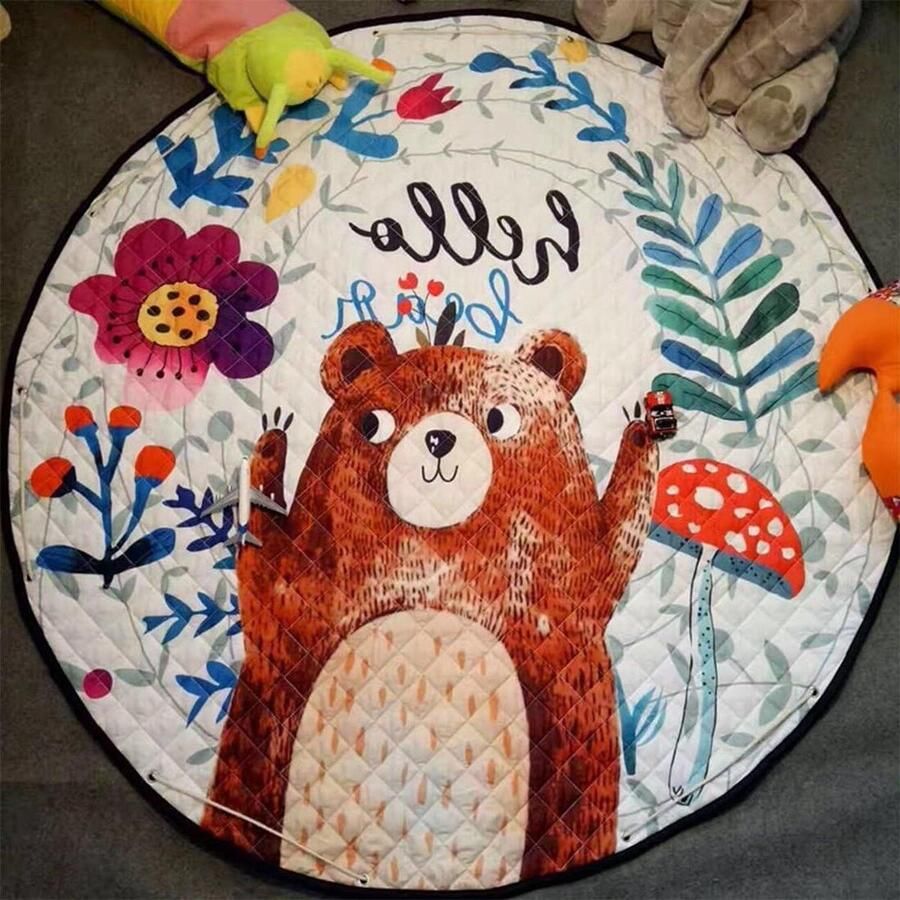 Speelmat voor kinderen opruimzak speeldeken tapijt kinderkamer kindertapijt mat met beer