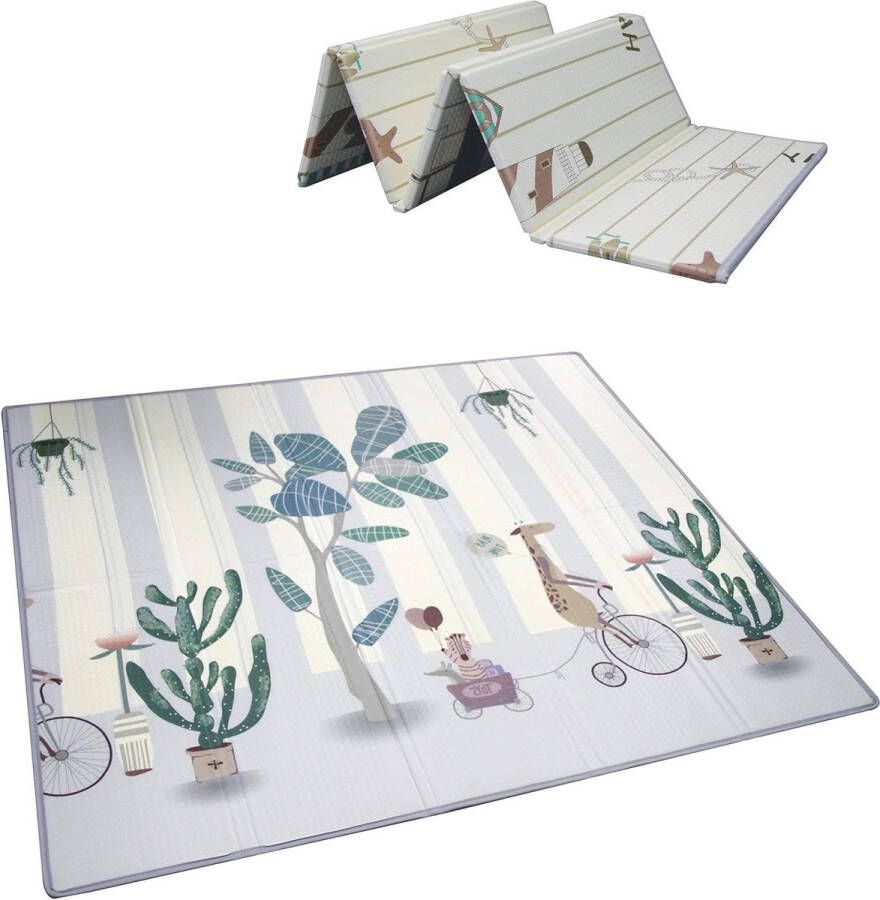 Speelmat Vouwen Babyverzorging XPE speelkleed Schuim Vloer Slip Extra groot schuim Omkeerbaar Waterdicht Draagbaar Dubbelzijdig Kinderen Baby Peuter Buiten of binnen gebruik Niet giftig Kleurrijk 180x200x1.5cm Activiteitenkleed