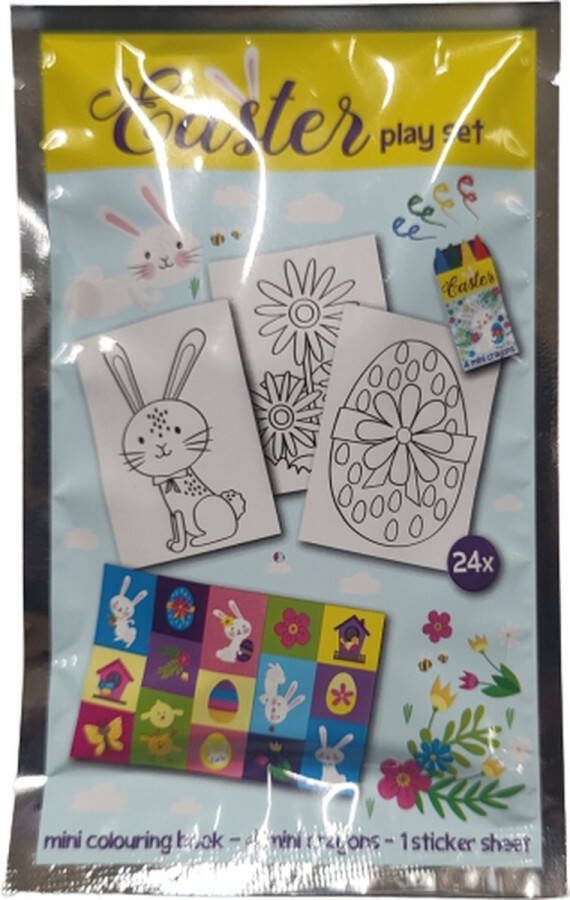 Speelset Pasen Kuntstof Multicolor Knutselset Kleurboekje inclu 4 krijtjes 1 stickervel