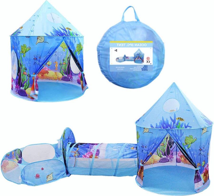 Speeltent 3-in-1 Pop Up Play Tent for Kids Home and Tunnel for Toddlers Playhouse Ballpit Large Garden Tent for Boys Girls Indoor Outdoor Carry Bag