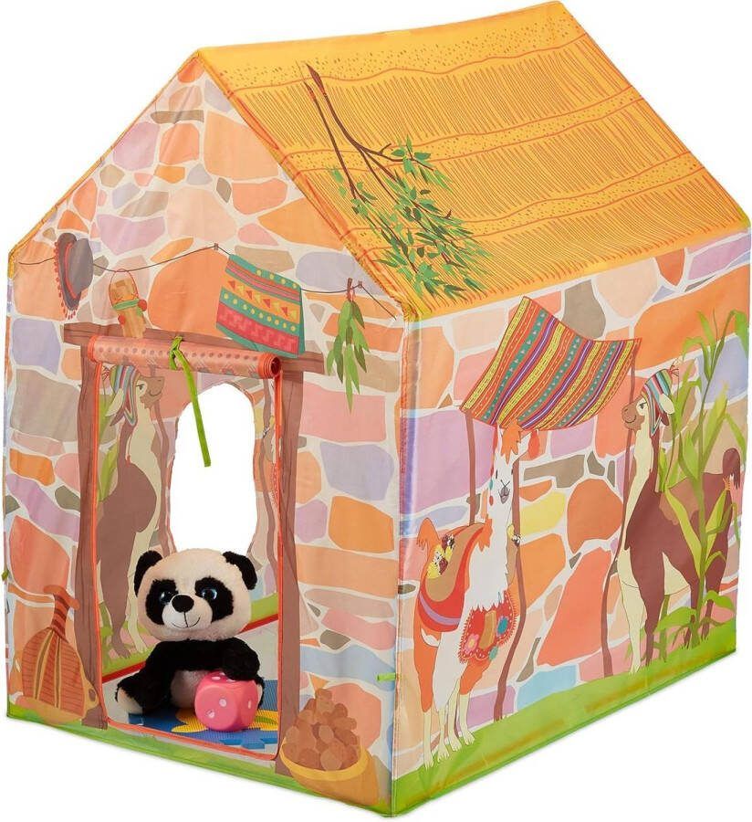 Speeltent ethno patroon kindertent Zuid Amerika indoor & outdoor speelhuisje HBD 103x74x96 cm kleurrijk
