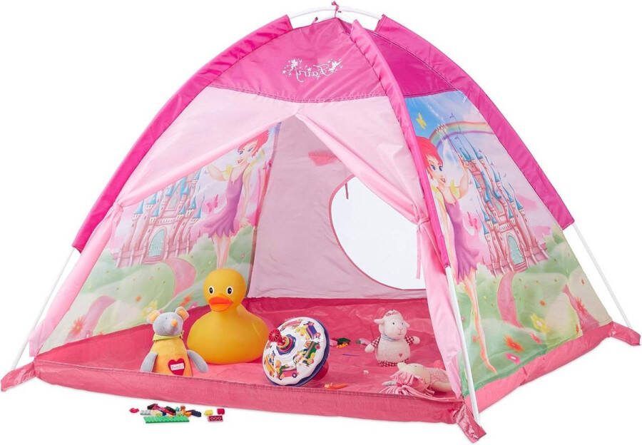 Speeltent Girls Play Tent Indoor & Outdoor 90 x 118 x 115 cm Children's Tent Playhouse Fairy Hot Pink