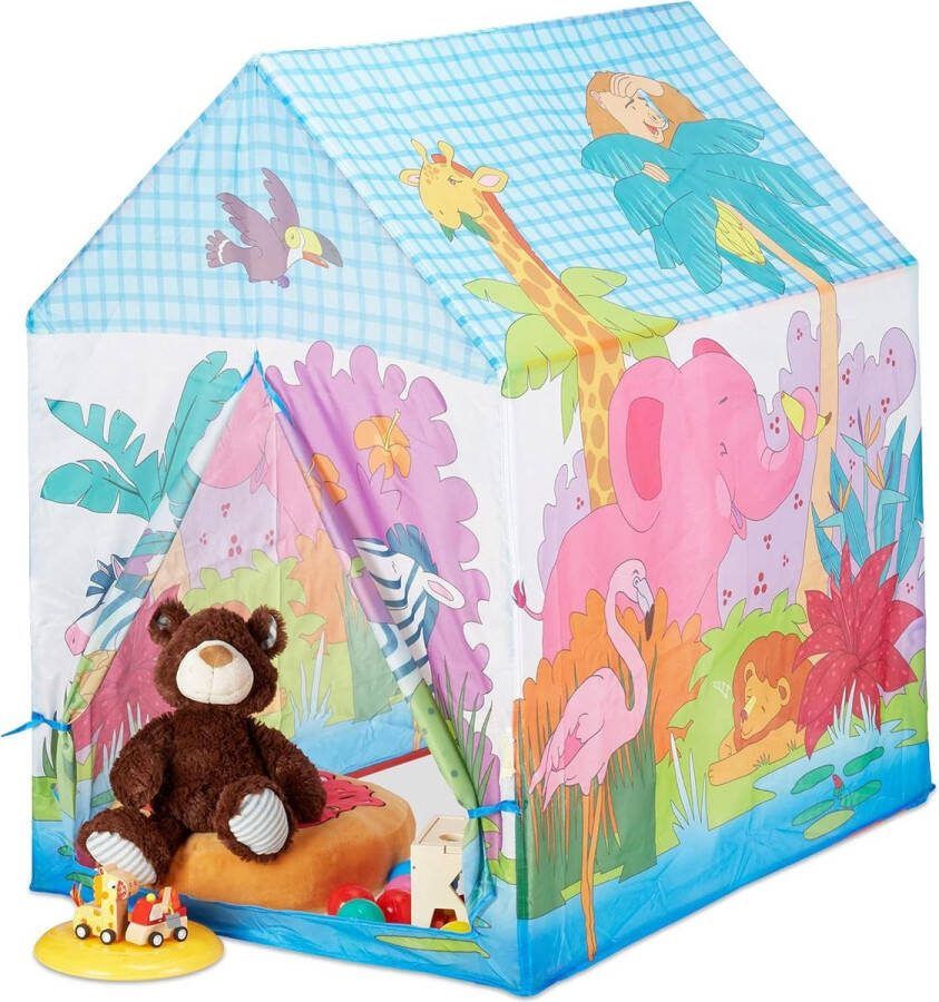 Speeltent Jungle Dierenprint Outdoor Kinderen Safari Kindertent HBD 102x72x95 cm Kleurrijk
