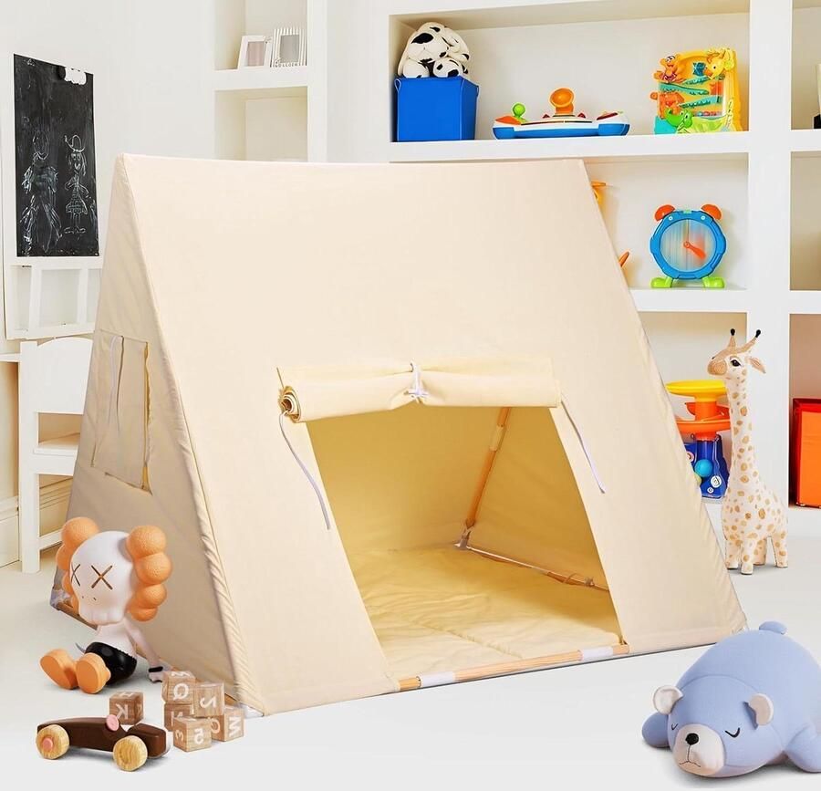 Speeltent Kids Play Tent Kids Tent Lezen Spelen Opvouwbare Indoor Outdoor Tent met Ramen Deurgordijnen en Mat