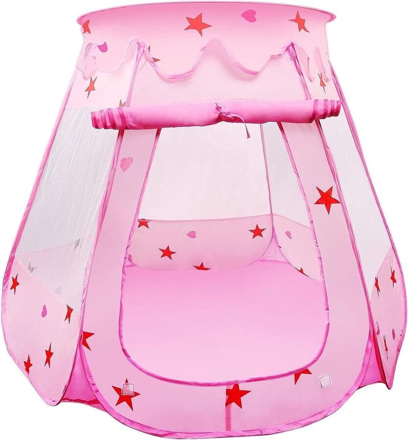 Speeltent Opvouwbare Ballenbad 105 x 90 cm Peuter Speelgoed Roze Met Opbergtas