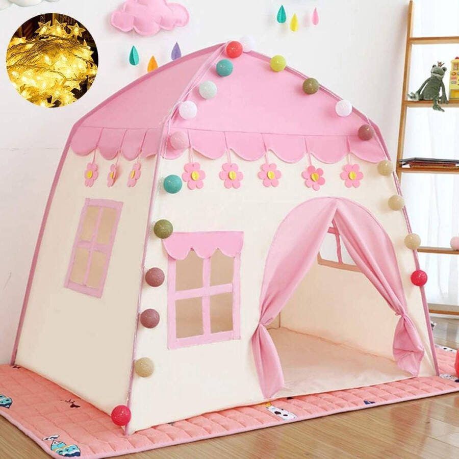 Speeltent Sterrenverlichting Prinsessenslot Tipi Kinder Speelhuis Roze