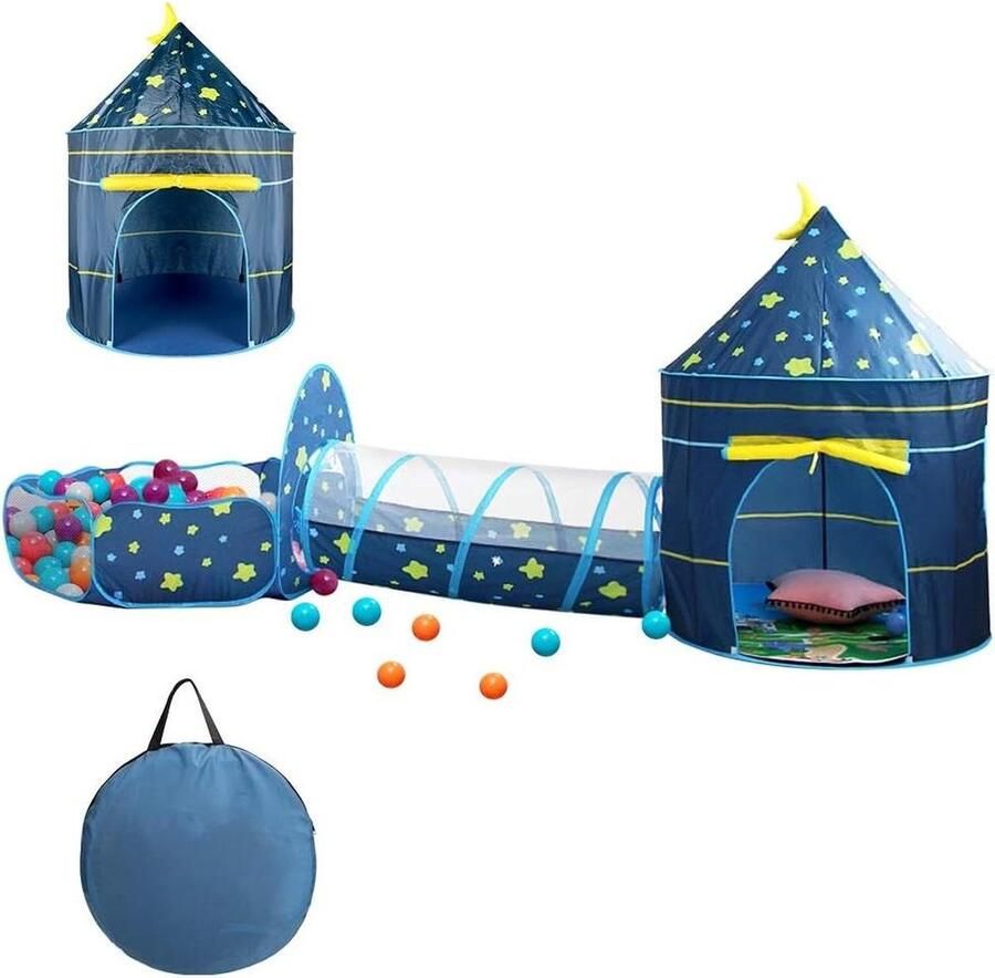 Speeltent voor Kinderen 3-in-1 huistent Ballenbadtunnel pop-uptent House Palace Tent Game-tent met draagtas voor Jongens Meisjes Peuters