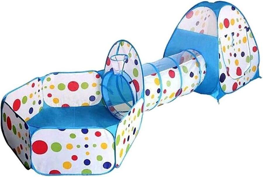 Speeltent voor Kinderen 3-in-1 kindertent met kruiptunnel gedeeltelijk ballenbad speelhuis met tent tas en tunnel