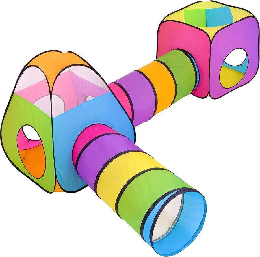 Speeltent voor Kinderen 4 in 1 speeltent kindertent kruiptunnel ballenbad babytent speelhuis tentzak tunnel M